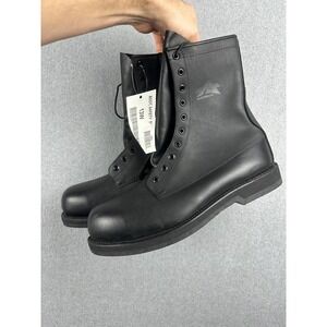 Addison Combat Boots Mens Size 13W Black Leather 8" Safety Steel Toe Vibram NWT